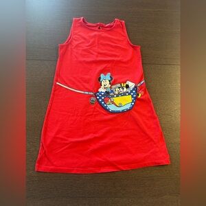 Disney Girl Red Minnie Mouse Dress Sleeveless With Front Pocket Size L (10-12)